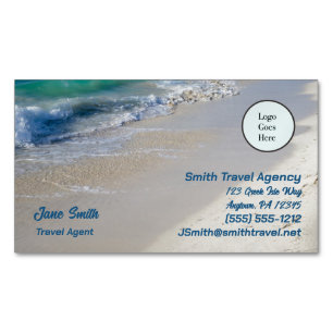 Caribbean Sea Beach Scene Logo Magnetic Magnetic Business Card