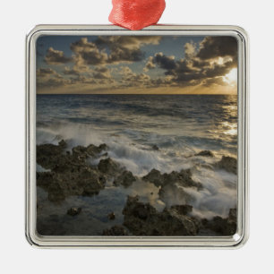 Caribbean Sea, Cayman Islands. Crashing waves 2 Metal Ornament