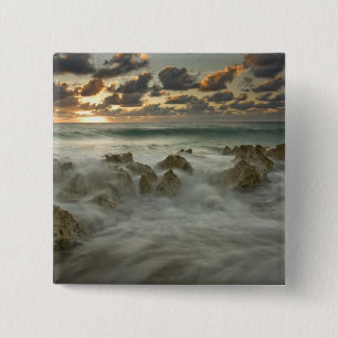 Caribbean Sea, Cayman Islands. Crashing waves 3 15 Cm Square Badge