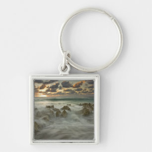 Caribbean Sea, Cayman Islands. Crashing waves 3 Key Ring