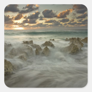 Caribbean Sea, Cayman Islands.  Crashing waves 3 Square Sticker