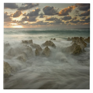 Caribbean Sea, Cayman Islands. Crashing waves 3 Tile