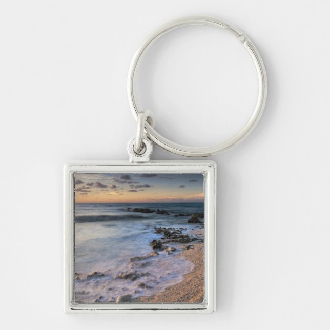 Caribbean Sea, Cayman Islands. Crashing waves Key Ring (Front)