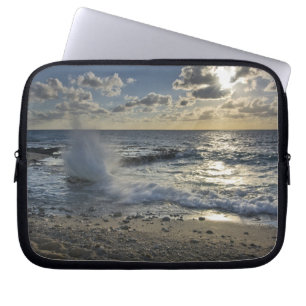 Caribbean Sea, Cayman Islands.  Crashing waves Laptop Sleeve