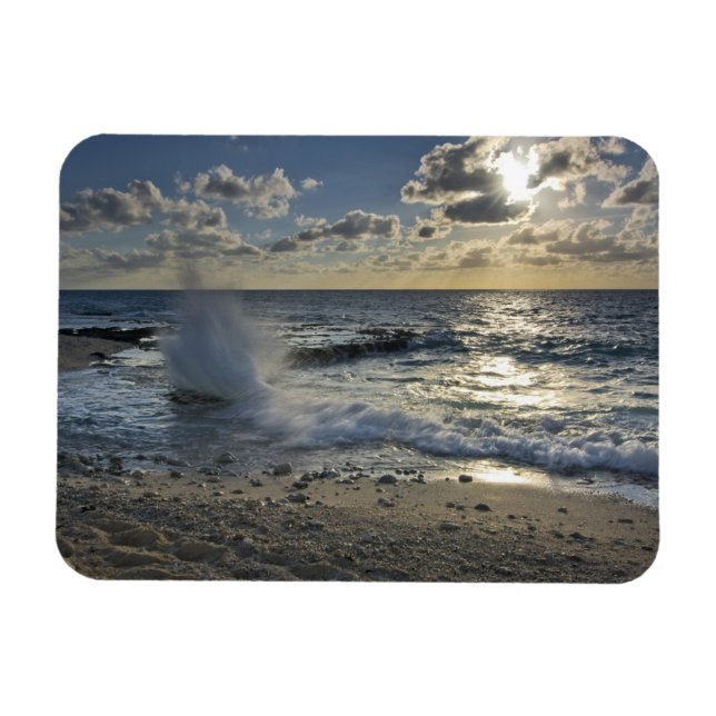 Caribbean Sea, Cayman Islands.  Crashing waves Magnet (Horizontal)