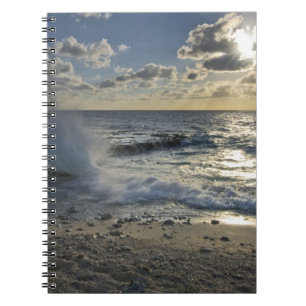 Caribbean Sea, Cayman Islands.  Crashing waves Notebook