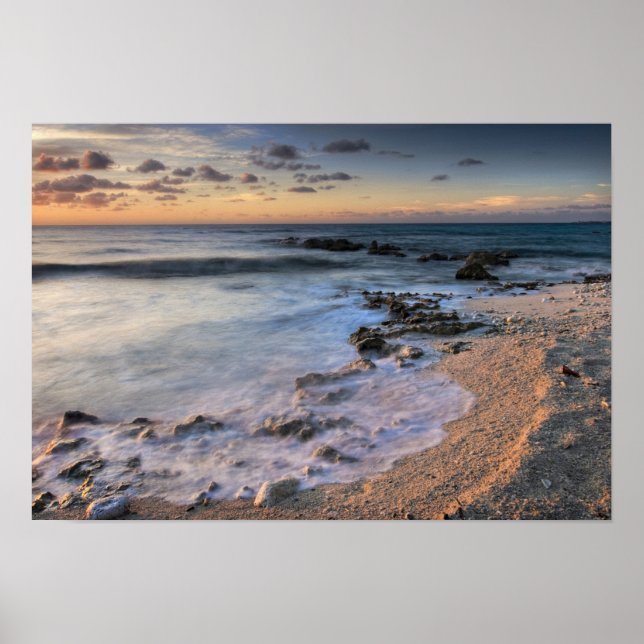 Caribbean Sea, Cayman Islands. Crashing waves Poster (Front)
