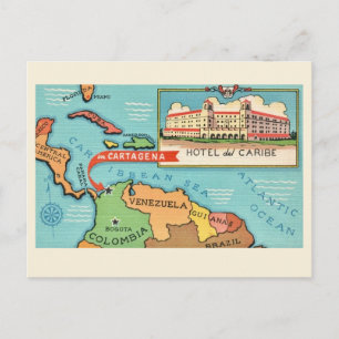 Caribbean Sea Map Postcard