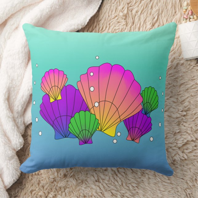Caribbean Sea Shells with Bubbles Cushion (Blanket)