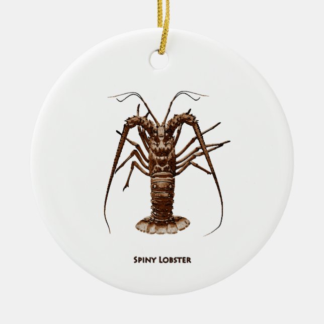 Caribbean Spiny Lobster Ceramic Tree Decoration (Front)