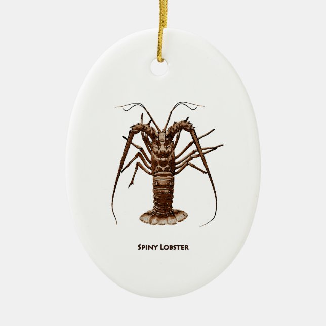 Caribbean Spiny Lobster Ceramic Tree Decoration (Front)