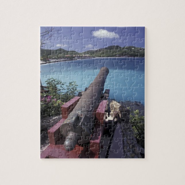 CARIBBEAN, St. Barts, Connon aiming into Bay of Jigsaw Puzzle (Vertical)