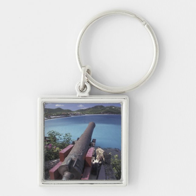 CARIBBEAN, St. Barts, Connon aiming into Bay of Key Ring (Front)