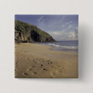 Caribbean, St. Kitts. Footprints on Atlantic 15 Cm Square Badge