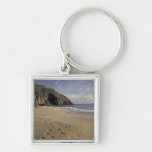 Caribbean, St. Kitts. Footprints on Atlantic Key Ring