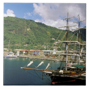 Caribbean, St. Lucia, Soufriere. Boats in Ceramic Tile
