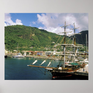 Caribbean, St. Lucia, Soufriere. Boats in Poster