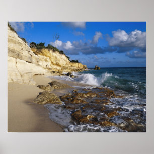 Caribbean, St. Martin, Cliffs at Cupecoy beach Poster