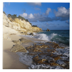 Caribbean, St. Martin, Cliffs at Cupecoy beach Tile