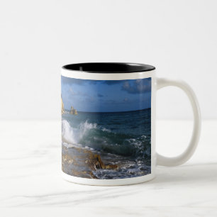 Caribbean, St. Martin, Cliffs at Cupecoy beach Two-Tone Coffee Mug