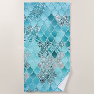 Caribbean Summer Mermaid Scales 1 Beach Towel