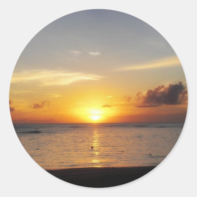 Caribbean Sunrise Classic Round Sticker (Front)