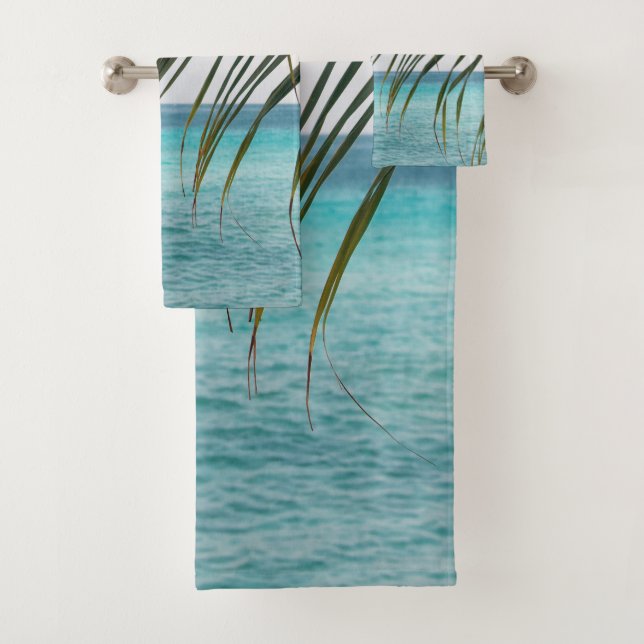 Caribbean Sunrise Ocean Palm 1 Bath Towel Set (Insitu)
