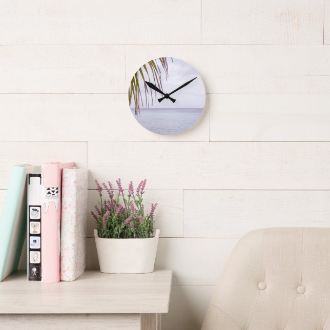 Caribbean Sunset Ocean Palm 5 Round Clock (Reading Room)