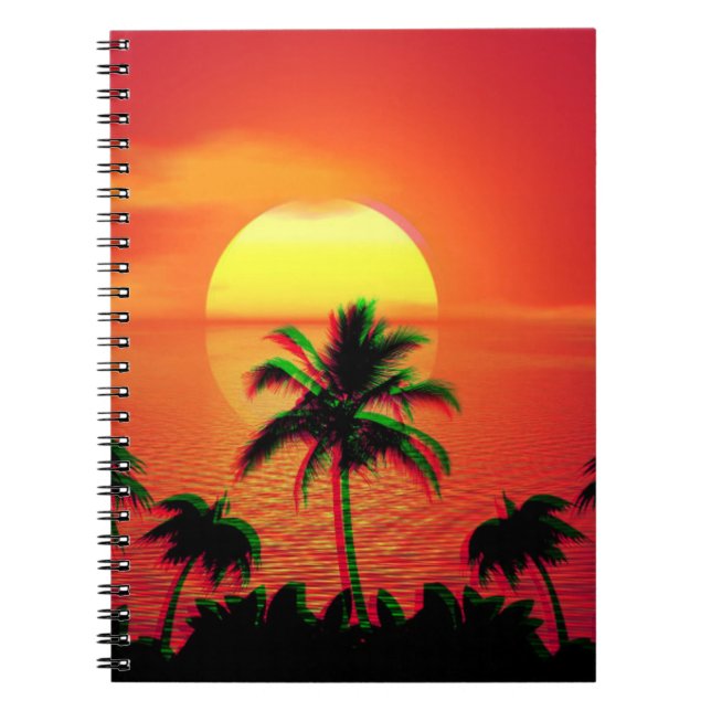 Caribbean Sunset Vaporwave Aesthetic Retro 80s 90s Notebook (Front)