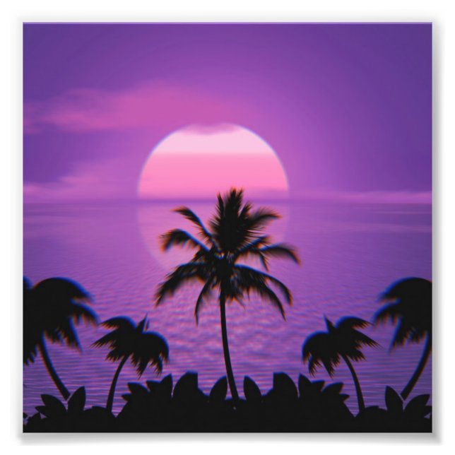 Caribbean Sunset Vaporwave Aesthetic Retro 80s 90s Photo Print (Front)