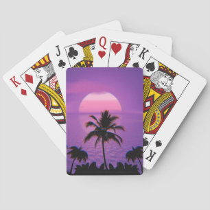 Caribbean Sunset Vaporwave Aesthetic Retro 80s 90s Playing Cards
