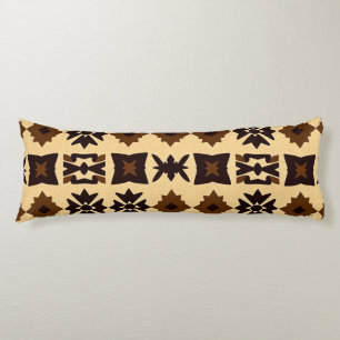 Caribbean Tribal Block Pattern — Earthy Tan Brown Body Cushion