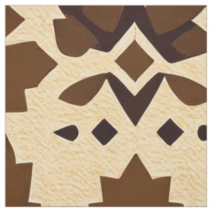 Caribbean Tribal Block Pattern — Earthy Tan Brown Fabric