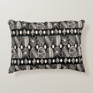Caribbean Tribal Mudcloth: Black and White Decorative Cushion