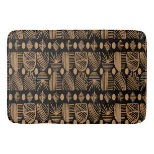 Caribbean Tribal Mudcloth: Black, Gold Bath Mat
