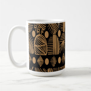 Caribbean Tribal Mudcloth: Black, Gold Coffee Mug