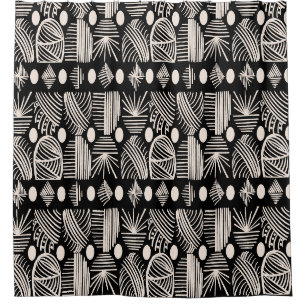 Caribbean Tribal Mudcloth: Black, White, Shower Curtain
