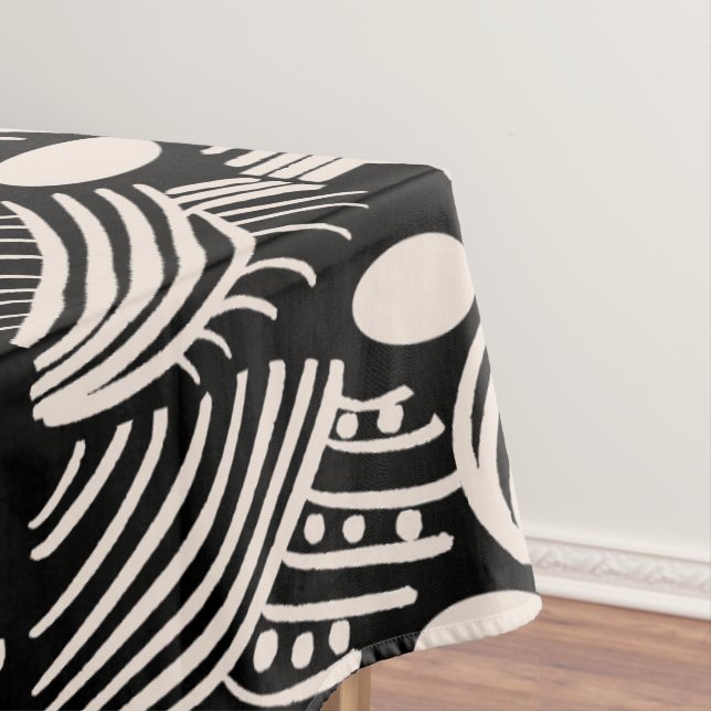Caribbean Tribal Mudcloth: Black, White, Tablecloth (In Situ)