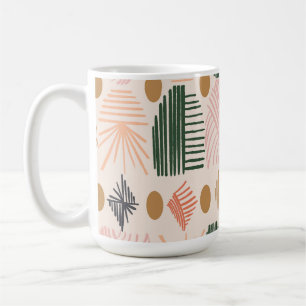 Caribbean Tribal Mudcloth: Boho Dark Green, Pink Coffee Mug