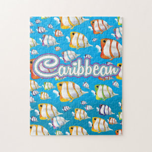 Caribbean tropical fish Travel Poster. Jigsaw Puzzle