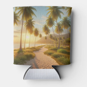 Caribbean/tropical/Hawaiian beach sunset Can Cooler