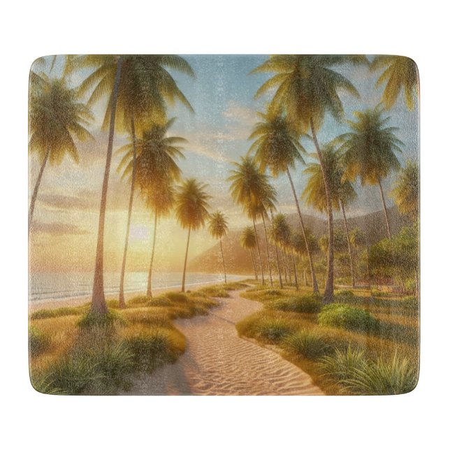 Caribbean/tropical/Hawaiian beach sunset Cutting Board (Front)