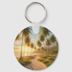 Caribbean/tropical/Hawaiian beach sunset Key Ring