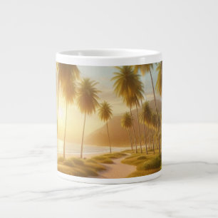 Caribbean/tropical/Hawaiian beach sunset Large Coffee Mug