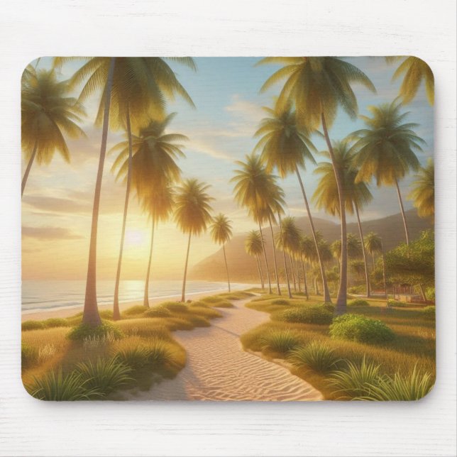 Caribbean/tropical/Hawaiian beach sunset Mouse Pad (Front)