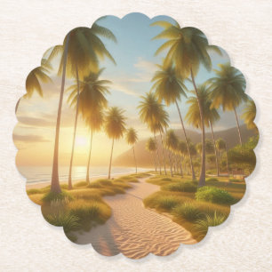 Caribbean/tropical/Hawaiian beach sunset Paper Coaster