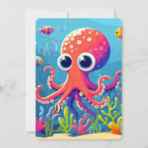 Caribbean/tropical/Hawaiian cute octopus Holiday Card