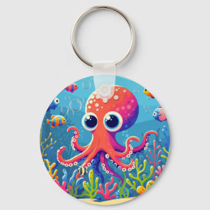 Caribbean/tropical/Hawaiian cute octopus Key Ring