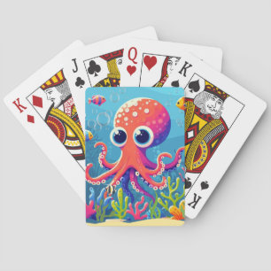 Caribbean/tropical/Hawaiian cute octopus Playing Cards