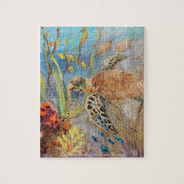 Caribbean Turtle Love by Susan Mains Jigsaw Puzzle (Vertical)